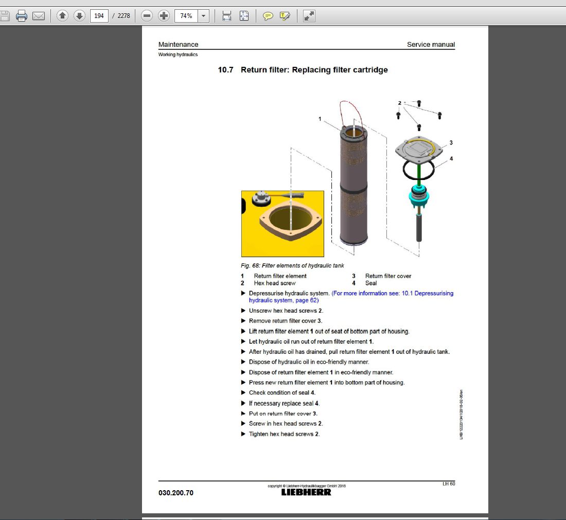 Liebherr Hydraulic Excavator LH 60M LH 60M Timber LH 60C Service Manual 11651939 2