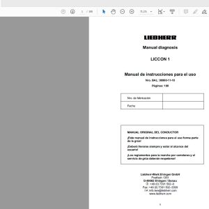Liebherr LICCON 1 Diagnostics Operating Instructions DE 99900 11 10 1