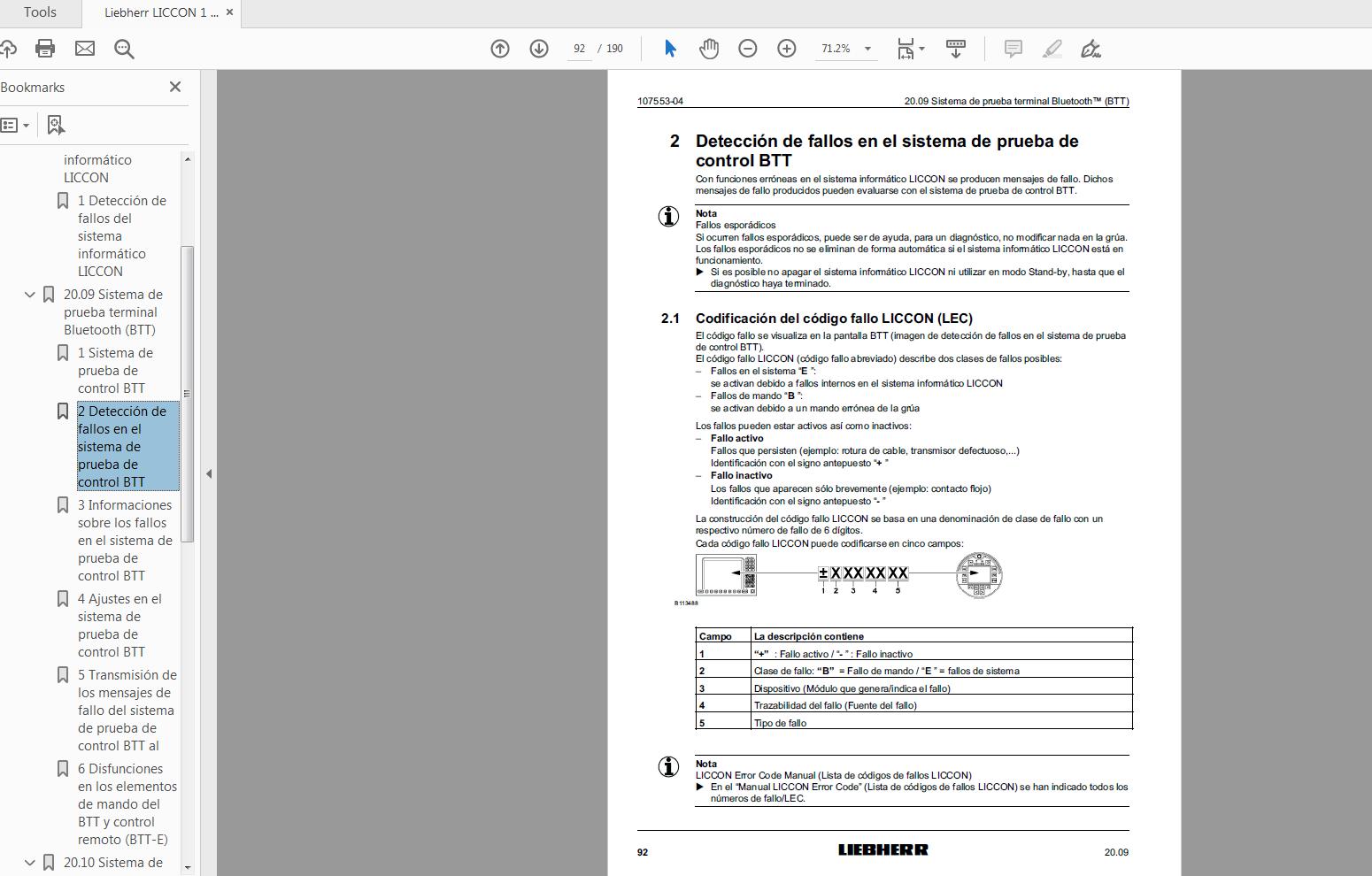 Liebherr LICCON 1 Diagnostics Operating Instructions DE 99900 11 10 2