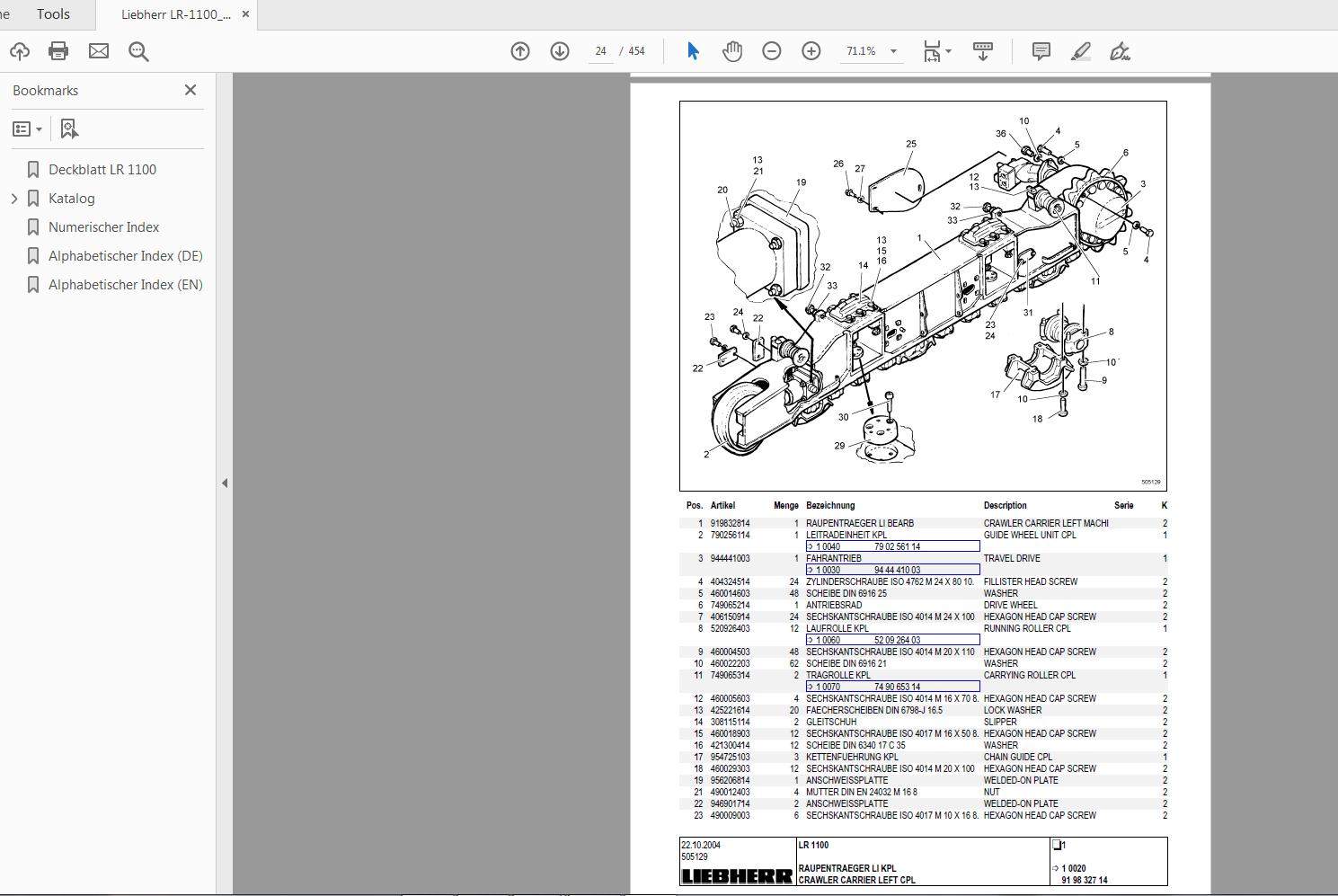 Liebherr LR 1100 133 042 Part Catalog DE 2