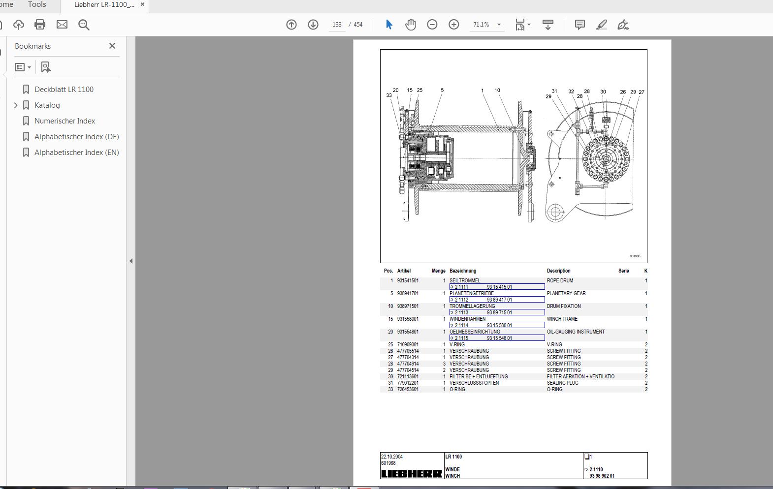 Liebherr LR 1100 133 042 Part Catalog DE 3