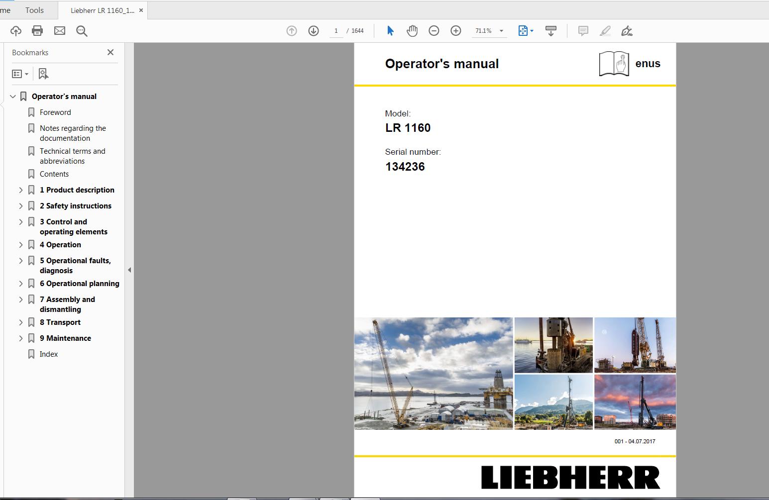 Liebherr LR 1160 134236 Operators Manual EN 1