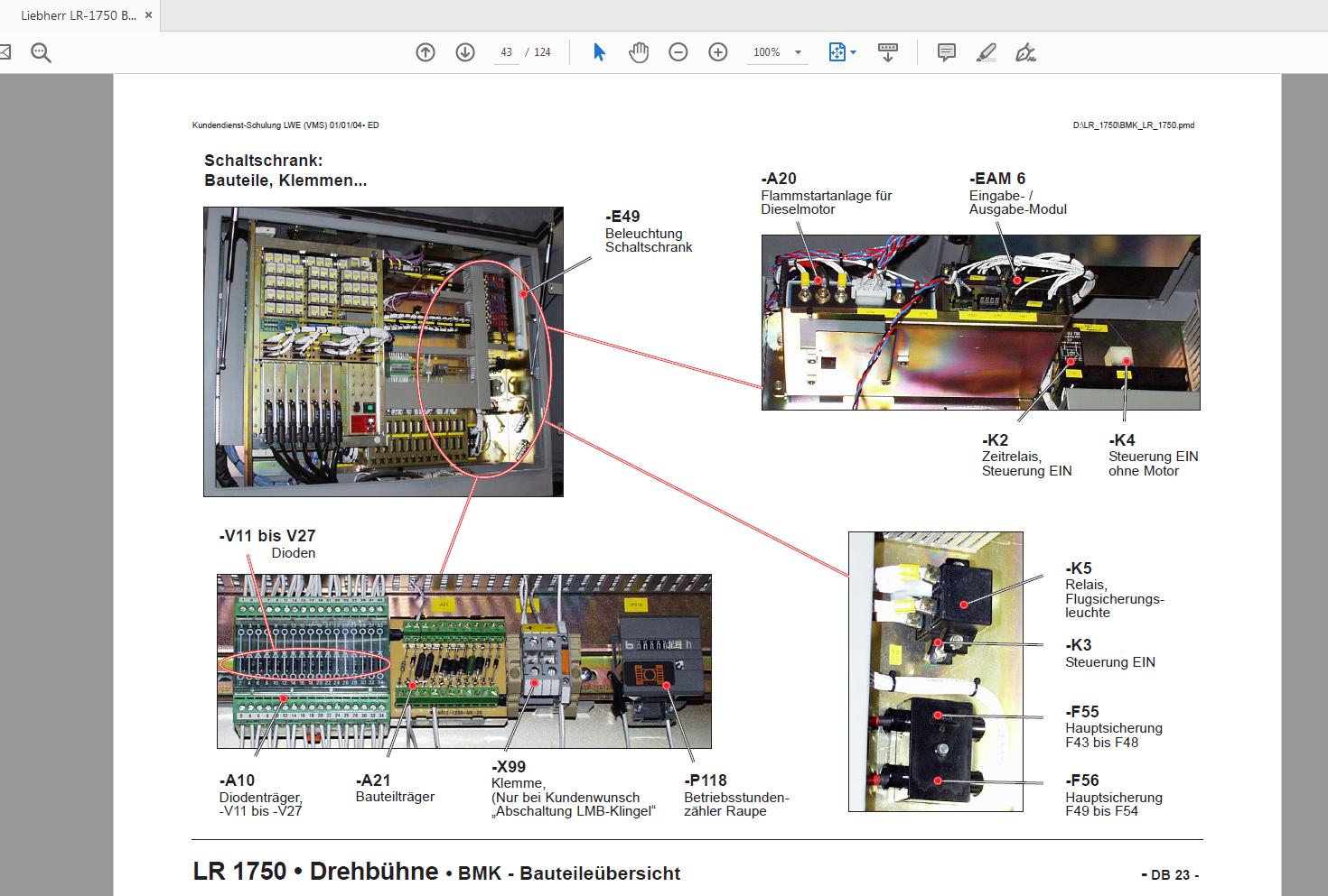 Liebherr LR 1750 BMK Training Documentation Outline of Components With Identification De 5