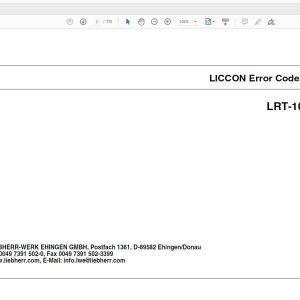 Liebherr LRT 1090 2.1 053712 LICCON Error Code Manual RU 1