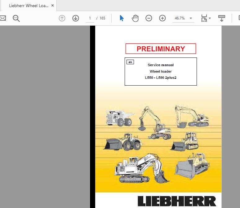 Liebherr Wheel Loader 2plus2 L 550 L 586 Service Manual 1