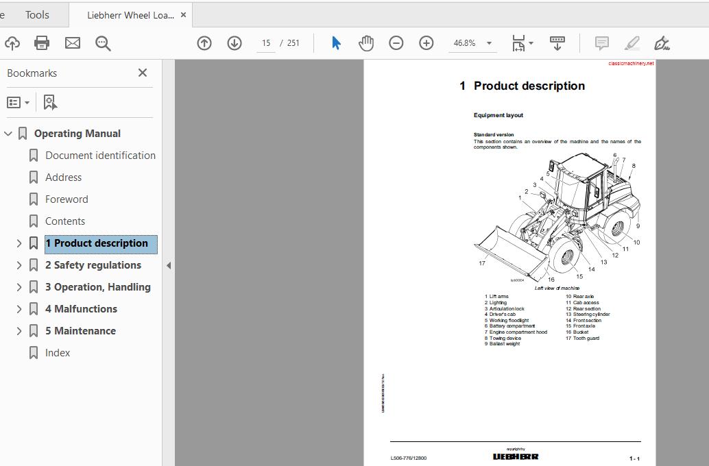 Liebherr Wheel Loader L506 776 12800 Operation Manual 2