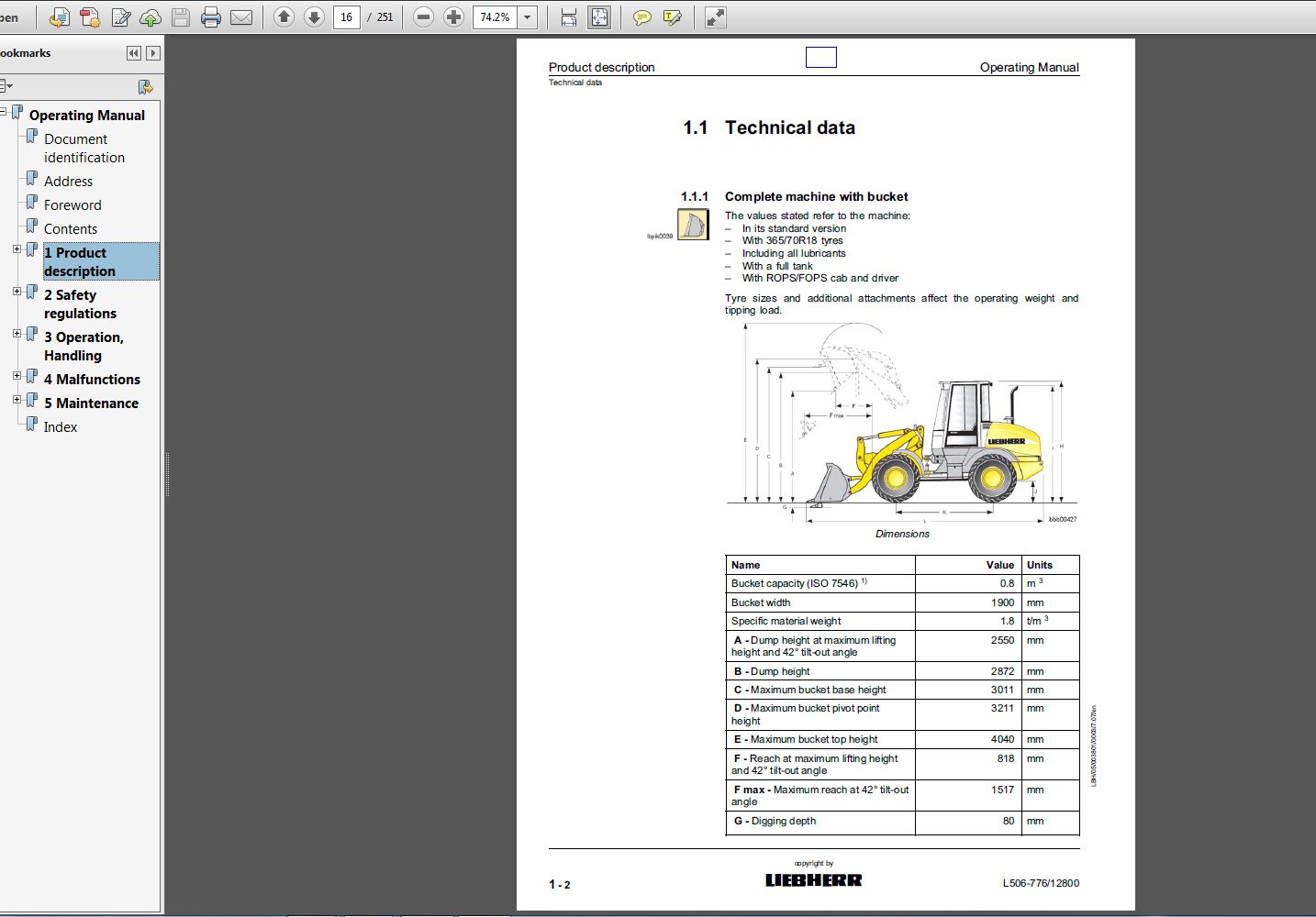Liebherr Wheel Loader L506 776 from 12800 Operating Manual 07 2009 2