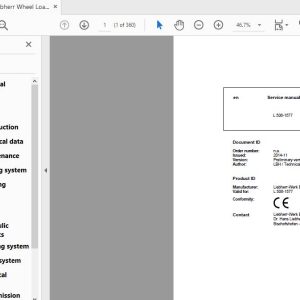 Liebherr Wheel Loader L507 1577 Service Manual 1