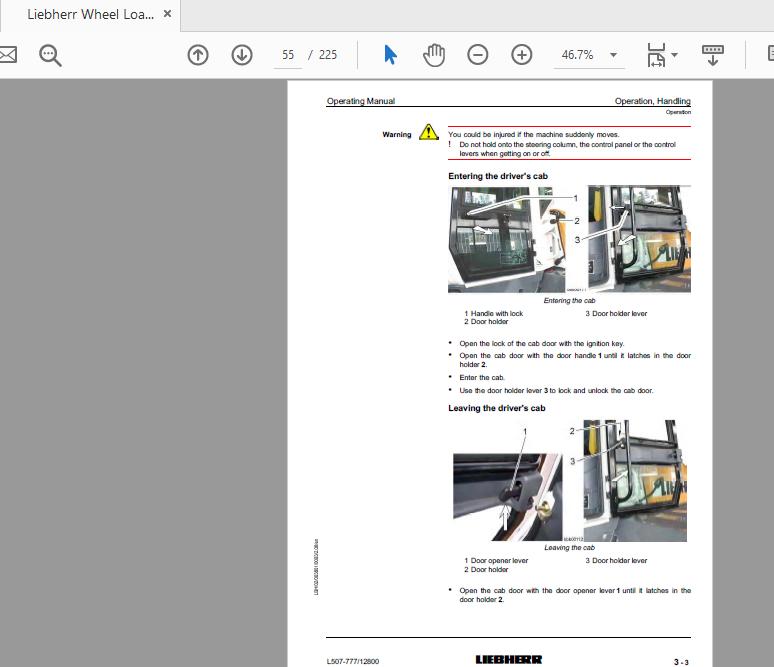 Liebherr Wheel Loader L507 777 from 12800 Operation Manual 3