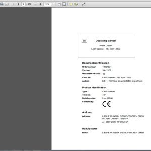 Liebherr Wheel Loader L507 Speeder 787 from 12800 Operating Manual 04 2009 1