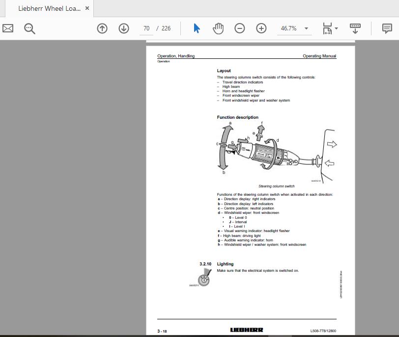 Liebherr Wheel Loader L508 778 from12800 Operation Manual 3