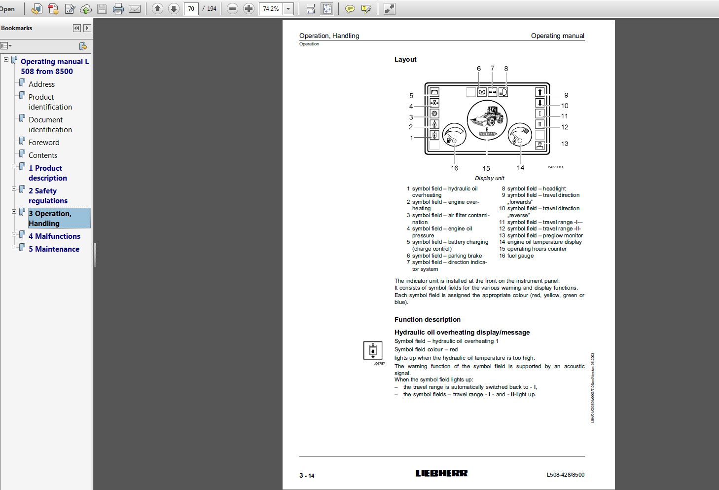 Liebherr Wheel Loader L508 Stereo 4288500 Operating Manual 06 2003 3