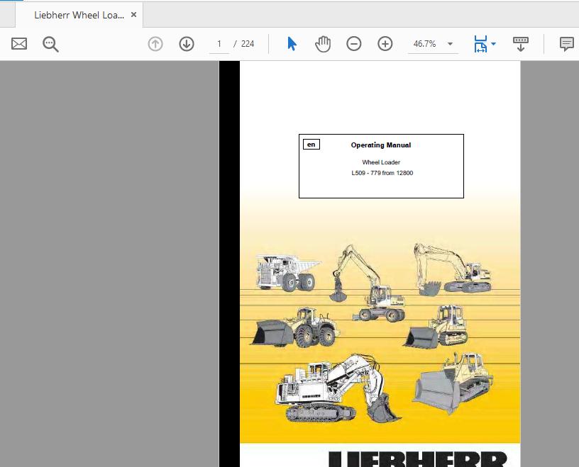 Liebherr Wheel Loader L509 779 from 12800 Operation Manual 1