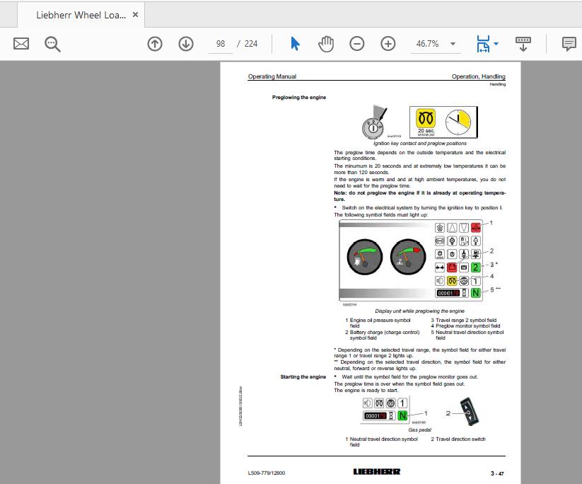 Liebherr Wheel Loader L509 779 from 12800 Operation Manual 3