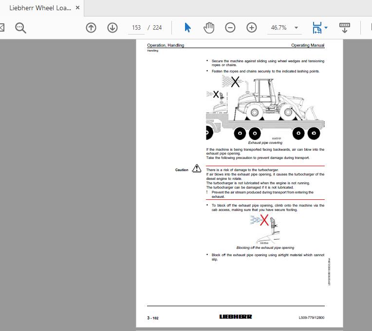 Liebherr Wheel Loader L509 779 from 12800 Operation Manual 4