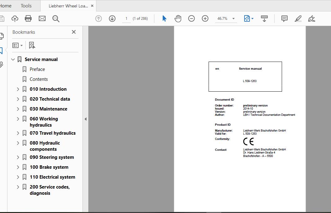 Liebherr Wheel Loader L509 1263 en Service Manual 1