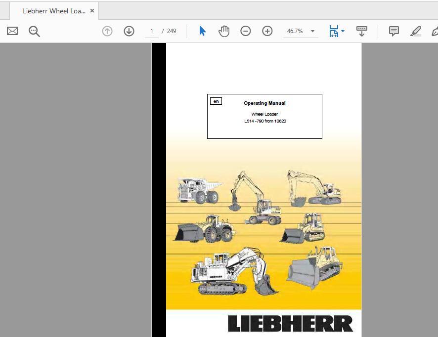Liebherr Wheel Loader L514 790 from 10620 Operation Manual 1