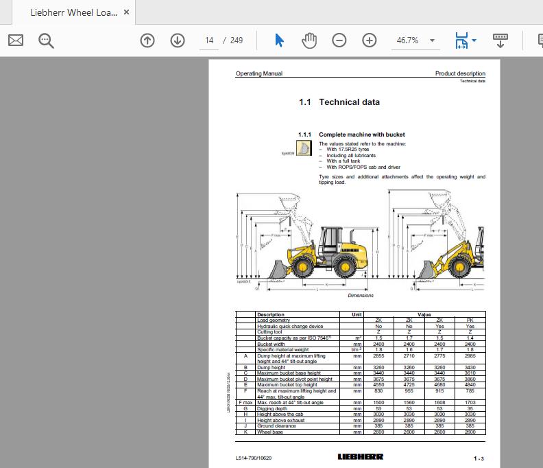 Liebherr Wheel Loader L514 790 from 10620 Operation Manual 2