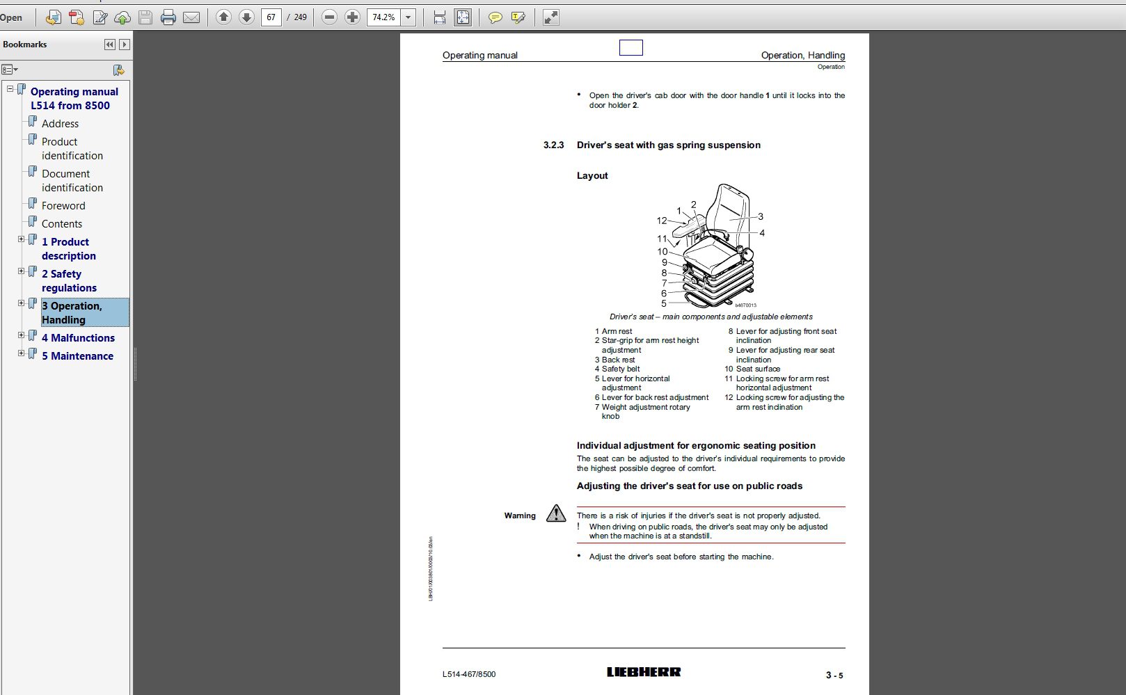 Liebherr Wheel Loader L514 Stereo 4678500 Operating Manual 09 2003 3