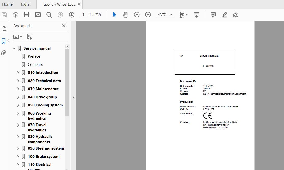 Liebherr Wheel Loader L528 1267 en Service Manual 1