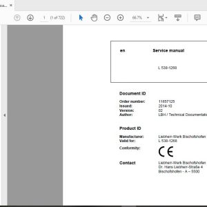 Liebherr Wheel Loader L538 1268 en Service Manual 1