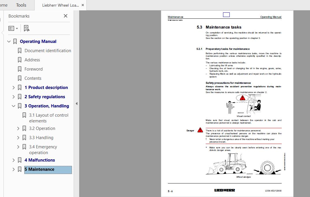 Liebherr Wheel Loader L554 453 12800 Operating Manual 4