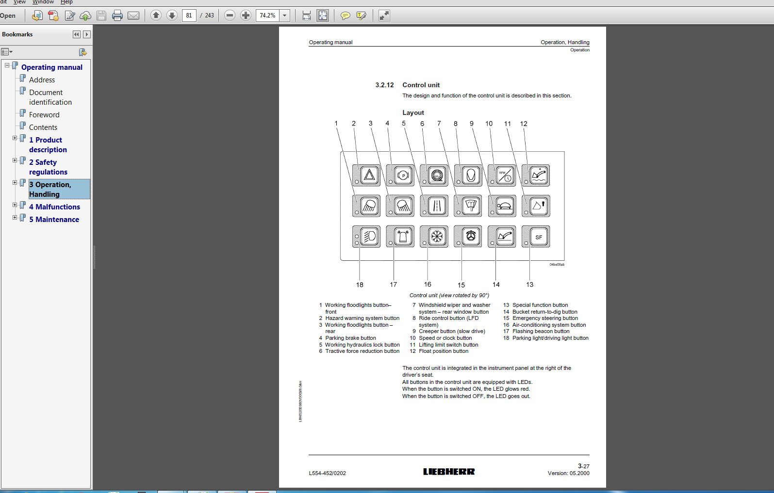 Liebherr Wheel Loader L554 4520202 Operating Manual 05 2000 3