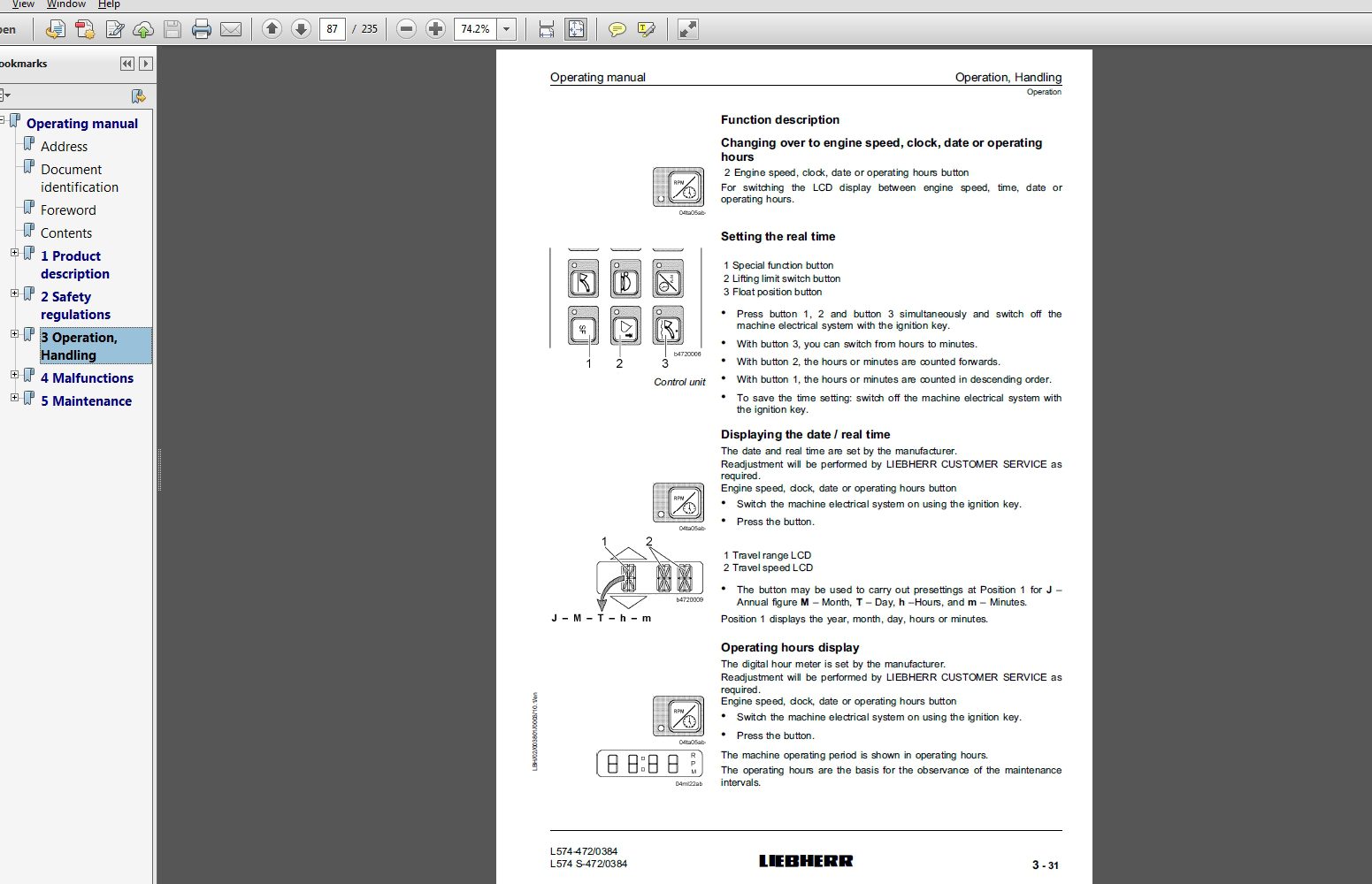 Liebherr Wheel Loader L574 4720384 Operating Manual 10 2001 3