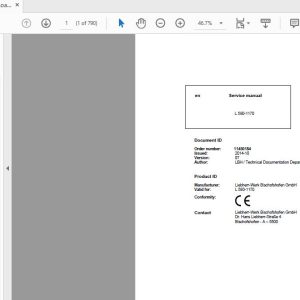 Liebherr Wheel Loader L580 1170 Service Manual 1