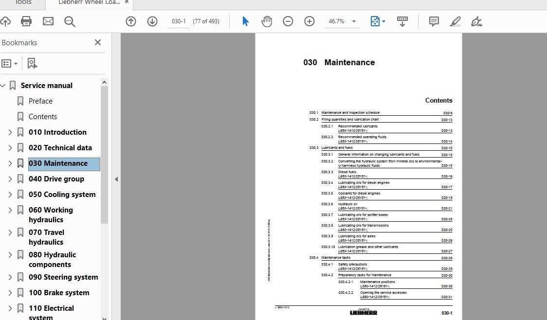 Liebherr Wheel Loader L580 1412 Service Manual 2