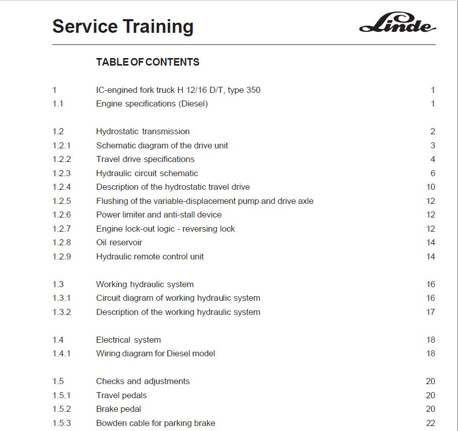 Linde IC Engined Truck H 1216 Type 350 Service Training 2