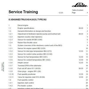 Linde IC Engined Truck H 2025 DT Type 392 Service Training 2