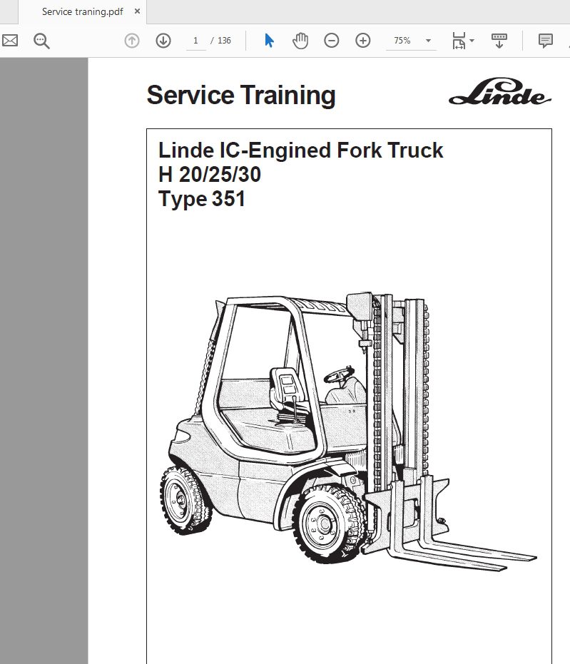Linde IC Engined Truck H 202530 Type 351 Service Training 1 1