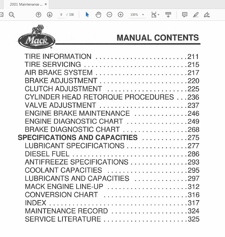 Mack 2001 TS49401 Maintenance and Lubrication Operators Manual 3