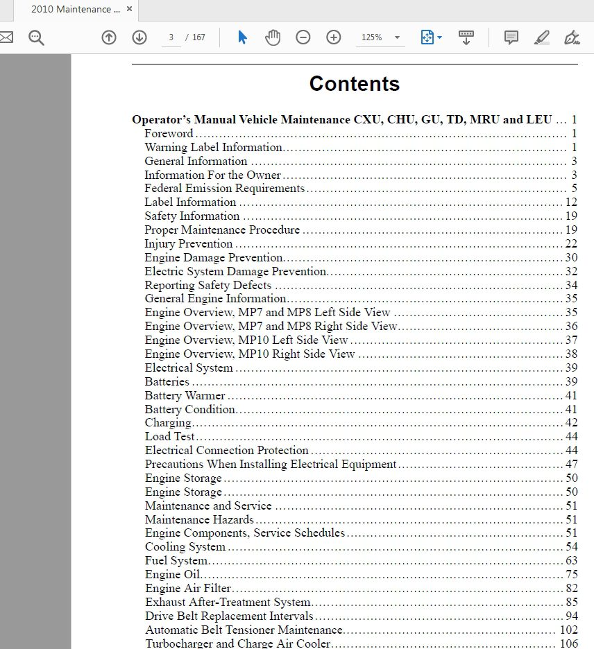 Mack 2010 MP7 MP8 and MP10 Engines Maintenance and Lubrication Operators Manual 3