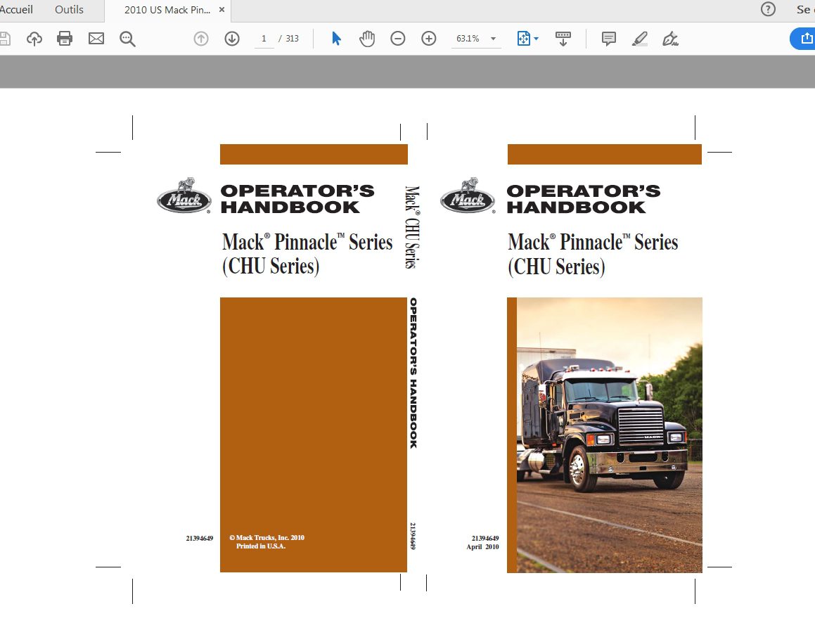 Mack 2010 US Pinnacle Series CHU Series Operators Manual 1
