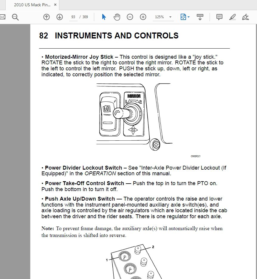 Mack 2010 US Pinnacle Series CXU Series Operators Manual 5