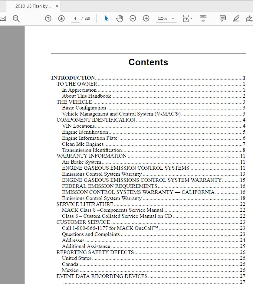Mack 2010 US Titan TD700 Series Operators Manual 2