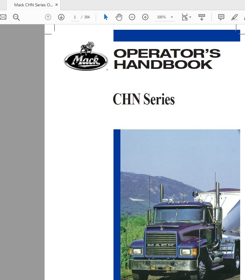 Mack CHN Series TS78407 Operators Handbook 1