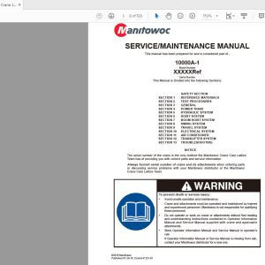 Manitowoc Crane 10000A 1 Service and Maintenance Manual 2016 1