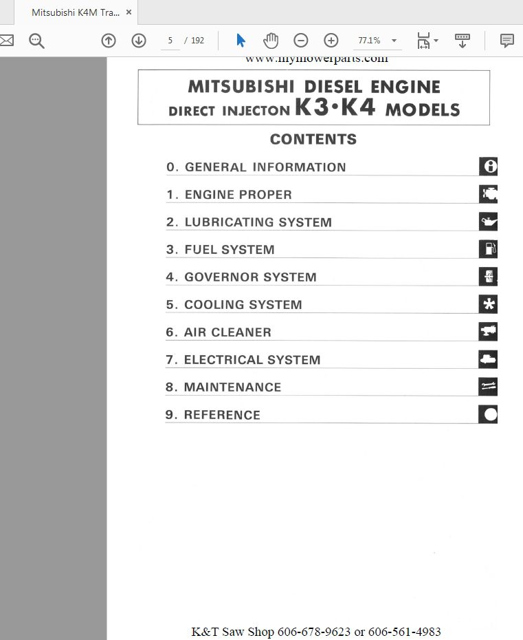 Mitsubishi K4M Tractor Maintenance Manual 2