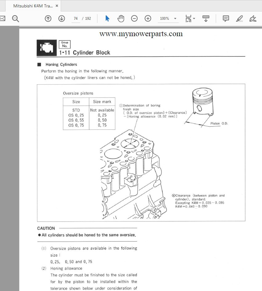 Mitsubishi K4M Tractor Maintenance Manual 4