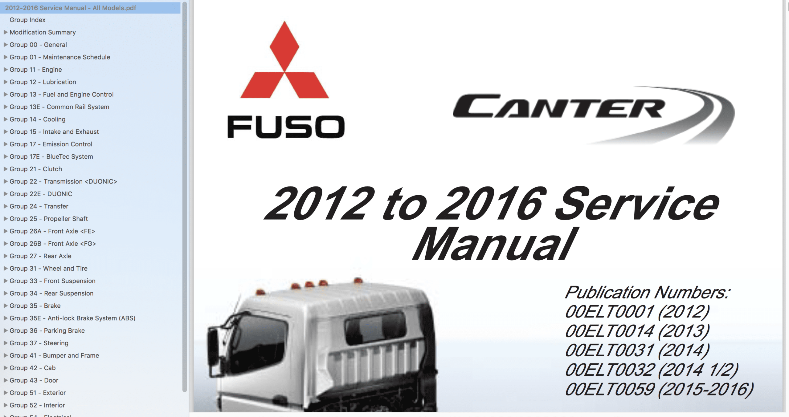 Mitsubishi Fuso 2002 2016 Service Manual   All Models1