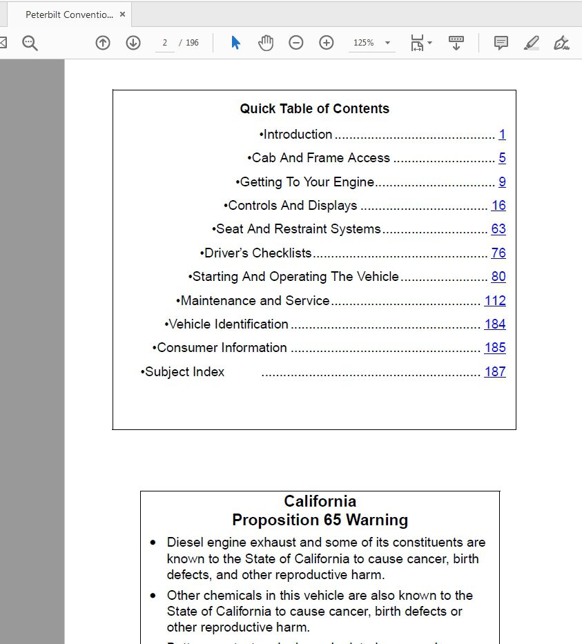 Peterbilt Conventional Trucks Operator’s Manual 2