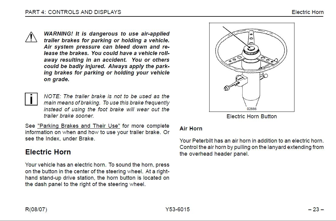 Peterbilt Model 320 Operators Manual after 8 07 3