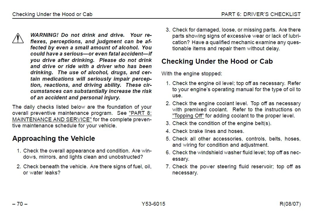 Peterbilt Model 320 Operators Manual after 8 07 4