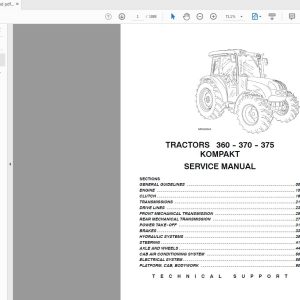 Steyr 360 370 375 485 495 Kompakt Tractors Service Manual 6 84310 1