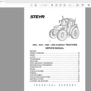 Steyr 4065 4075 4085 4095 Kompakt Tractors Service Manual 87744420B 1