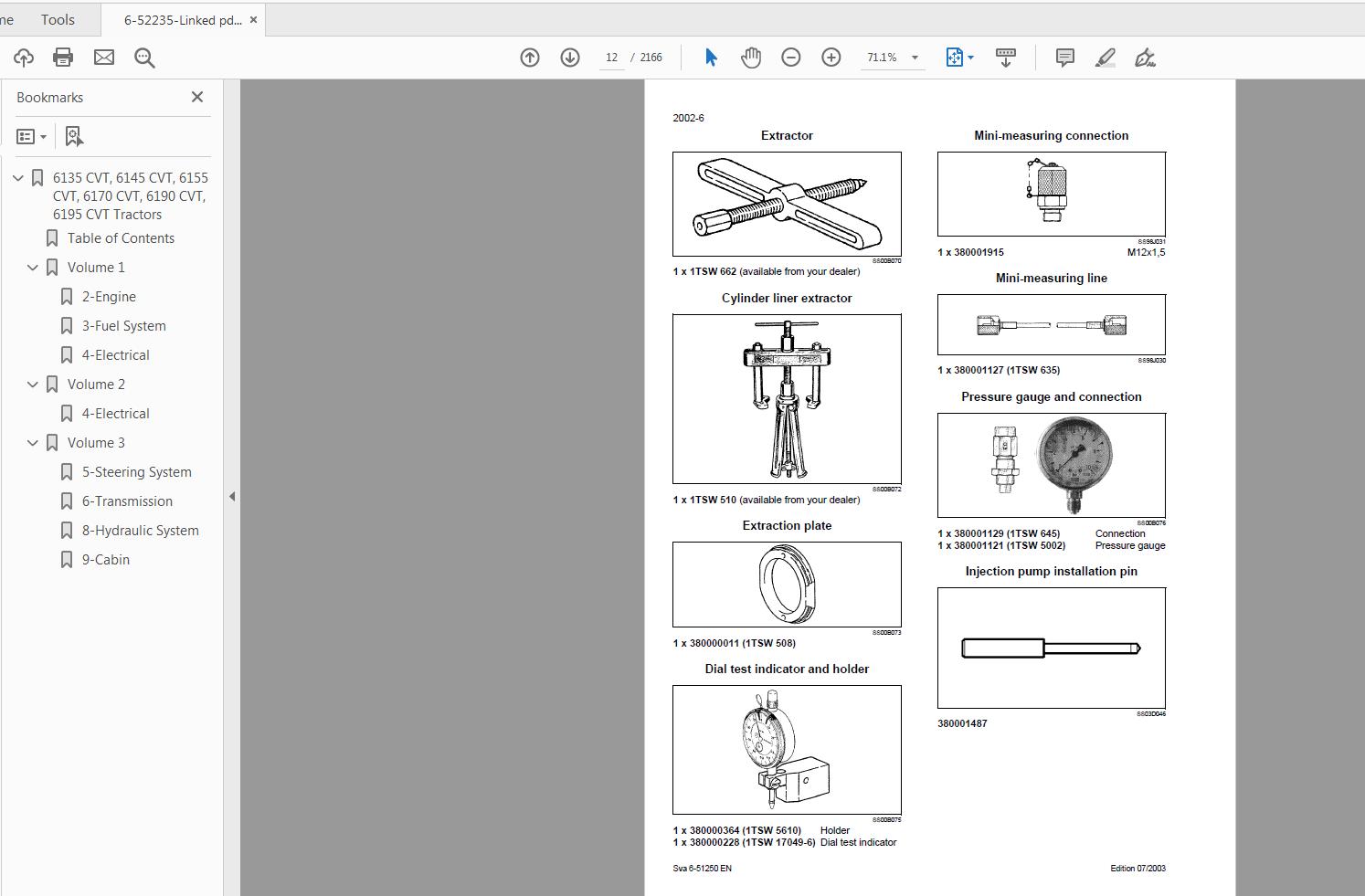 Steyr 6135 6145 6155 6170 6190 9195 CVT Tractors Service Manual 6 52235 2
