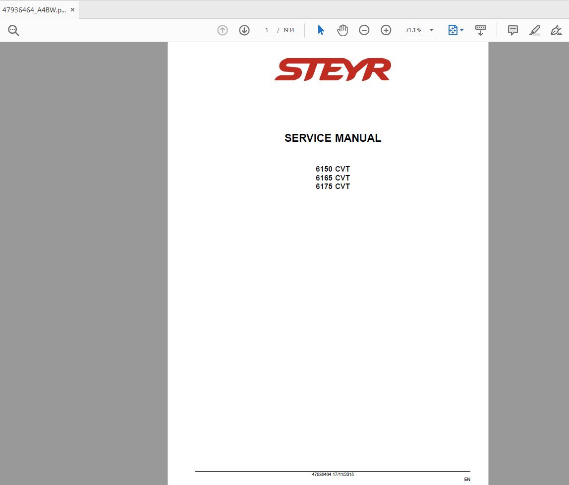 Steyr 6150 6165 6175 CVT Service Manual 47936464 A4BW 1